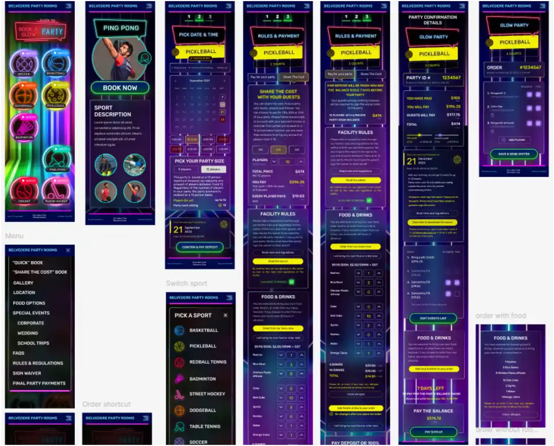 Mobile Oberflächen des Systems für das Freizeitcenter Belweder.